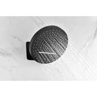 Système de douche thermostatique noir mat ovale à fixation murale, avec fonction cascade, douche à main encastrée et mitigeur de douche pluie