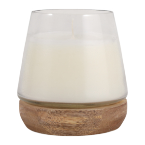 Terra Luna Vanilla Scented <b>Candle</b> <b>Small</b> Glass Votive With Mango Wood Base Indoor Outdoor Decor - Product Image 3