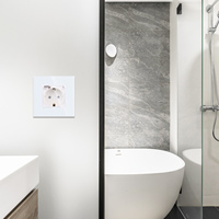 Enchufe Alemán Impermeable con Cubierta Transparente 16A 220V EU Schuko, Panel de Vidrio Templado Tipo F, Tomacorriente de Pared