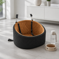 Siège de voiture portable rond pour chien avec laisse de sécurité, siège de voiture lavable pour petits chiens
