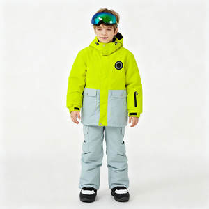 بدلة تزلج مقاومة للماء 10,000 ملم مع غطاء للرأس للأطفال، سترة شتوية وبنطلون طويل، معدات تزلج على الجليد مقاومة للرياح ودافئة للأولاد - Product Image 3