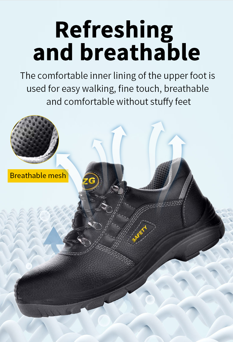 sapatos de trabalho customized low cut genuine leather Light reflecting strip safety shoes work shoes with shoelaces for men