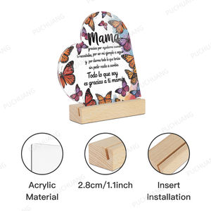 Citas inspiradoras en español, letrero acrílico, mesa acrílica de amor y familia con base de madera para Hermanas, decoración del hogar - Product Image 3