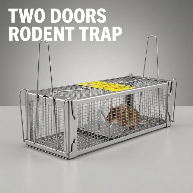 The Two-door Wholesale Reusable No Kill Transparent Rat Traps with Handle Live Mouse Cage Made of Iron Mouse Trap Humane