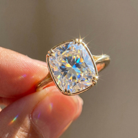 Bague ajustable MOR17 3CT VVS en moissanite taille coussin, en argent sterling 925, solitaire, pour fiançailles et mariage
