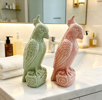 Figurines décoratives en céramique de perroquets, statues d'oiseaux pastel pour la présentation sur table et étagère