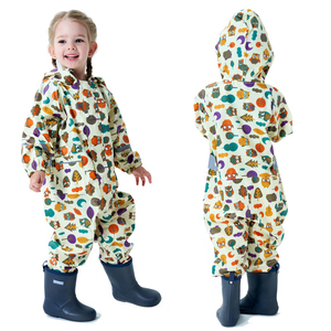 Venta al por mayor de poliéster impermeable de una pieza impermeable para niños niñas traje de lluvia monos con capucha para Tours - Product Image 2