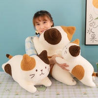 Gros mignon trois couleurs chat poupée en peluche brodé oreiller de couchage doux PP coton rempli soulagement du stress cadeau