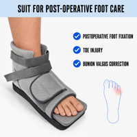 Chaussure post-opératoire montante à bout carré, orthopédique, bleue, en maille respirante, à semelle rigide compensée, pour correction des hallux valgus et fixation des blessures aux orteils