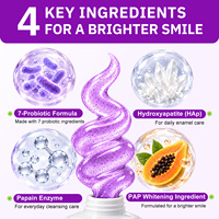 Dentifrice blanchissant violet ATOANY avec 7 probiotiques, nettoyage en profondeur, haleine fraîche, élimine les taches jaunes, sans danger pour l'émail, soin buccal quotidien