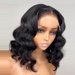 Glueless cơ thể sóng tóc giả tóc con người sẵn sàng để mặc 5*5 Trong Suốt Ren phía trước <span class=keywords><strong>Bob</strong></span> tóc giả mật độ 180% đầy đủ phía trước ngắn <span class=keywords><strong>Bob</strong></span> phong cách - Product Image 3