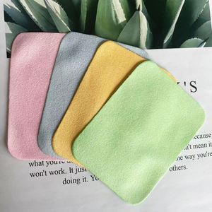 รับสกรีนโลโก้ตามสั่ง ผ้าไมโครไฟเบอร์กำมะหยี่ขนาด 10x10 ซม. สีเบจชมพู สำหรับทำความสะอาดนาฬิกาและแว่นตา ขายส่ง - Product Image 2