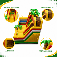 Grand château gonflable rond avec toboggan, structure de jeux gonflable commerciale pour enfants, pour parcs d'attractions et événements