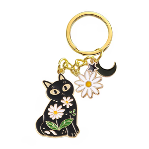 Llavero de Gato Adorable <span class=keywords><strong>con</strong></span> Flores de Esmalte, Decoración Japonesa para Amantes de los Gatos, Colgante Kawaii para Bolsos <span class=keywords><strong>con</strong></span> Flores de Sakura - Product Image 5