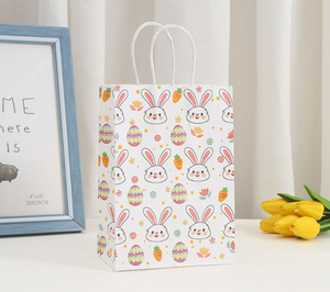 DAMAI Wholesale <b>Easter</b> Decor Bunny Carrot Egg Printed Kraft Paper <b>Bags</b> Cartoon Party Shopping Gift Packaging - Product Image 5