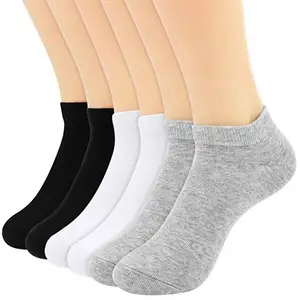 Venta al por mayor de calcetines de algodón de los hombres de color sólido transpirable de corte bajo tobillo corto Casual calcetines baratos