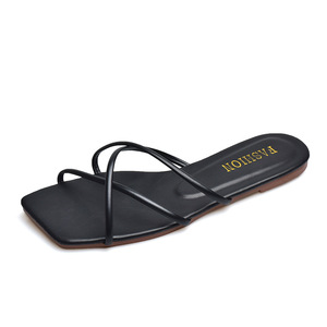 <span class=keywords><strong>Sandales</strong></span> <span class=keywords><strong>plates</strong></span> d'été pour femmes à brides croisées, mules à bout carré ouvert, chaussons décontractés et tendance pour la plage et le quotidien - Product Image 4