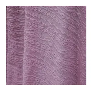 Новая эластичная жаккардовая кружевная ткань из полиэстера с тиснеными волнами для женской одежды