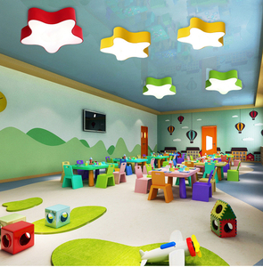 Kinder Stern licht Bunte fünfzackige LED-Anhänger Kronleuchter für Kindergarten Kindertag stätte Klassen zimmer Bildungs beleuchtung - Product Image 1