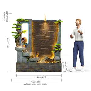 Élégante Fontaine d'Eau Personnalisée en Gros pour Extérieur Intérieur Style Feng Shui, Bassin <span class=keywords><strong>de</strong></span> Rocaille en Ciment avec LED pour SPA, Salon, <span class=keywords><strong>Maison</strong></span> et Décoration <span class=keywords><strong>de</strong></span> <span class=keywords><strong>Jardin</strong></span> - Product Image 2