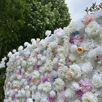 Mur de fleurs artificielles en soie, panneau floral dense de roses blanches pour la décoration de cérémonies de mariage et de fiançailles, vente en gros