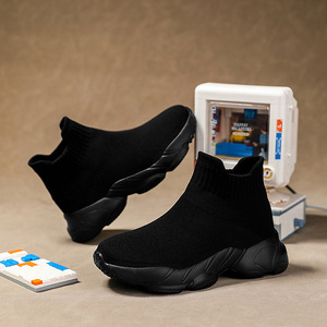Bottines à tige en maille, semelle extérieure en caoutchouc, respirantes, chaussures tendance pour enfants, printemps automne, unisexe, bout rond, talon plat, couleur unie - Product Image 2