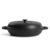 Bright Houseware – Batterie de cuisine en fonte émaillée personnalisable, couleur au choix, casseroles peu profondes de 30 cm avec couvercle, style moderne et luxueux, vente en gros