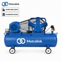 Compresseur d'air industriel à piston robuste MOTRALINK W0916 380V 3 cylindres, alésage 90 mm, réservoir 180 L, 8 bars, entraînement par courroie