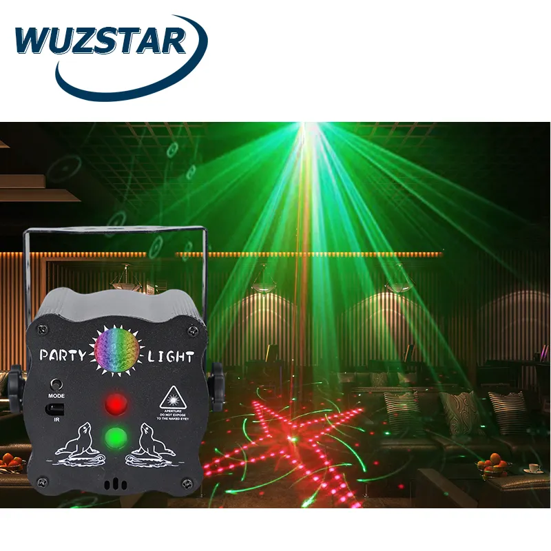 Yeni Mini 3 delik Lazer parti dekoratif ışık LED hareketli ışın atmosfer lambası ev partisi sahne projektör RGB Lazer işıkları