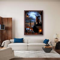 Huijie 30*40cm Peinture Acrylique Moderne Faite à la Main par Numéros Style Américain Nature Morte Kits d'Art Mural pour la Maison pour Halloween