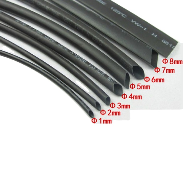 8meter/lot Heat Shrink Tube 1mm 2mm 3mm 4mm 5mm 6mm 7mm 8mm Heat Shrink Tubing Shrinkable Wrap Sleeve Kit top Electronic