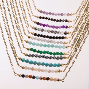 Collier délicat à facettes en <span class=keywords><strong>pierre</strong></span> naturelle, chaîne en acier inoxydable, bijou énergétique en cristal de guérison, <span class=keywords><strong>pierre</strong></span> de naissance, cadeau - Product Image 1
