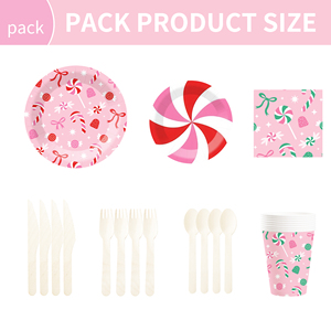 DAMAI - Juego de Decoración para Fiesta Temática de Dulces Rosas, Venta al por Mayor, Platos de Papel con Lazo, Mantel, Juego de Vajilla Desechable para Fiesta - Product Image 6