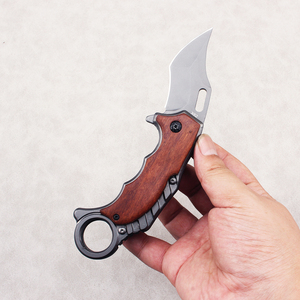 Couteau de poche <span class=keywords><strong>mini</strong></span> portable, lame en acier inoxydable, couteau pliant multifonctionnel avec manche en bois pour le camping, le bricolage, OEM - Product Image 2