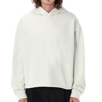 Pull-over unisexe surdimensionné à épaules tombantes, 100% coton épais 400 g/m², à carreaux, avec poche et ourlet brut, pour l'hiver, vente en gros