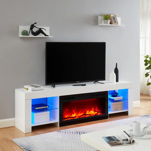Fábrica al por mayor de lujo personalizado chimenea eléctrica <span class=keywords><strong>TV</strong></span> soportes blancos muebles de sala de estar <span class=keywords><strong>para</strong></span> <span class=keywords><strong>75</strong></span> pulgadas <span class=keywords><strong>TV</strong></span> gabinete/<span class=keywords><strong>MESA</strong></span> - Product Image 2