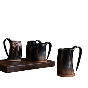 Polished Buffalo Horn Beer <b>Mug</b> with Handle <b>Vintage</b> Style Handmade Drinkware Natural Rustic Design Large Capacity - Product Image 3