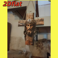 Décoration murale en bois en forme de croix de Jésus, décoration murale chrétienne imprimée en 2D, sculpture religieuse de la croix INRI pour la maison ou la chapelle