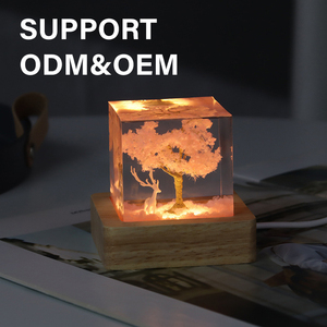 Cây hoa anh đào màu hồng nai trắng trang trí đồ trang trí nhựa Epoxy đèn đêm phòng ngủ và phòng khách trang trí - Product Image 3