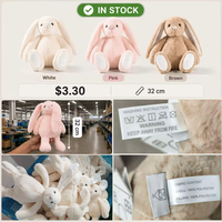 Peluche Lapin Personnalisée OEM, Nouvel Article, Doudou Animal en Peluche de Dessin Animé, Cadeau d'Anniversaire Mixte en Gros avec Longues Oreilles