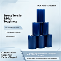 Film adhésif statique souple anti-poussière en PVC PE pour accessoires de bijouterie métallisés, emballage protecteur transparent bleu uni