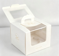 Boîte à gâteau portable haut de gamme en papier d'art avec base épaissie pour la pâtisserie et l'emballage, tailles 4/6/8 pouces, idéale pour les anniversaires