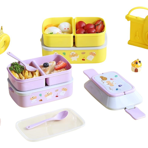 Best Selling Heatable <b>Microwaveable</b> Dishwashable Cute Cartoon 2-Compartment Plastic 1-3L Eco-Friendly Lunch Box Take Container - Product Image 2