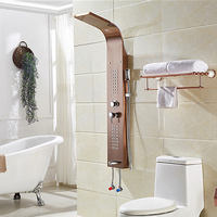 Panneau de douche OEM ODM en SUS304 avec jets latéraux, cascade et pommeau de pluie massant, fixation murale, vente en gros pour projets de salles de bain d'hôtels de luxe