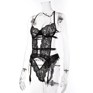 See-through Fashion 2-piece <b>Set</b> Lace <b>Sexy</b> Uniform Temptation Three-point Garter <b>Sexy</b> Lingerie for Women Nightclub Shaping Suit% - Product Image 4