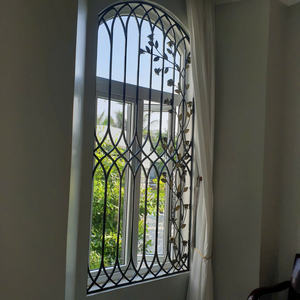 หน้าต่างเหล็กดัดสไตล์ฝรั่งเศสพร้อมกรอบเหล็กดีไซน์แนวตั้ง ป้องกันความร้อน สีดำ สีขาว และรองรับการฉายภาพ 2 มิติ 3 มิติ - Product Image 6