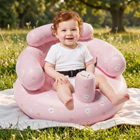 Canapé gonflable pour bébé avec harnais de sécurité intégré, pompe à air intégrée, canapé de sol pour bébé pour s'asseoir, 3 mois et plus, motif fleurs