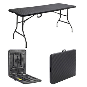 Table d'extérieur pliable en plastique moulée par soufflage HDPE, 6 pieds, pliante en demi-table <span class=keywords><strong>à</strong></span> <span class=keywords><strong>vendre</strong></span>/ - Product Image 4