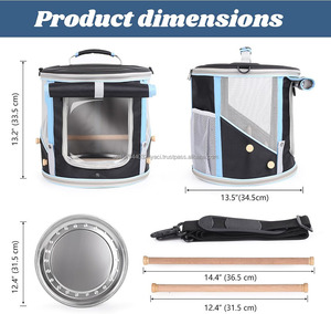 Custom Round Bird House Carrier <b>Cage</b> for Birds Travel Bag Portable <b>Parrot</b> Carrier with Standing Perch Pet Sling Carry Bag - Product Image 3