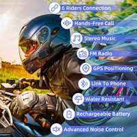 Interfono per Casco Moto EuroFone S6 PLUS V5.1 IP67 Impermeabile, Comunicazione di Gruppo fino a 6 Piloti, Condivisione Musica, Cancellazione del Rumore
